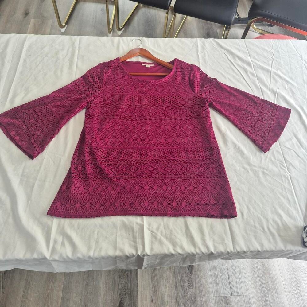 Dana-buchman Women's Pink top with Flowy sleeves Double-lined sz M